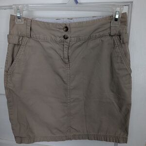 Lands' End Khaki Cotton Skirt Sz. 2P Zip Button Front With Pockets
